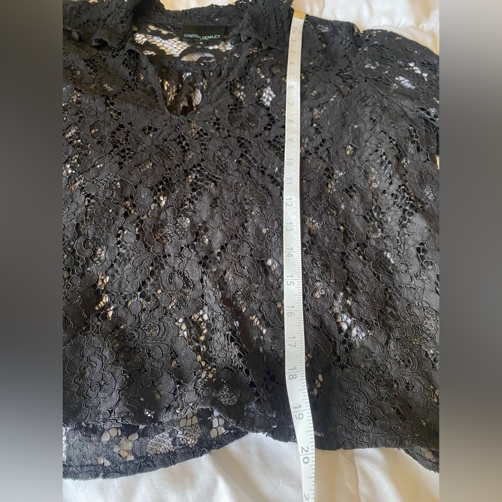 Cynthia Rowley Black Lace Long Sleeve Top Size 4 - Picture 16 of 16